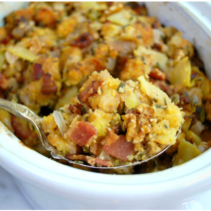 Cornbread Stuffing with Apples, Bacon and Pecans