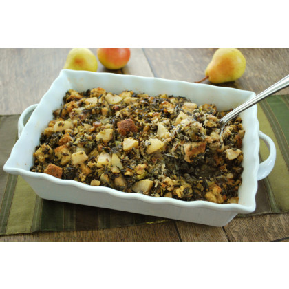 Bread and Wild Rice Stuffing with Pears and Walnuts