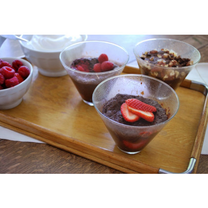 Raspberry or Strawberry Brownies in a Cup