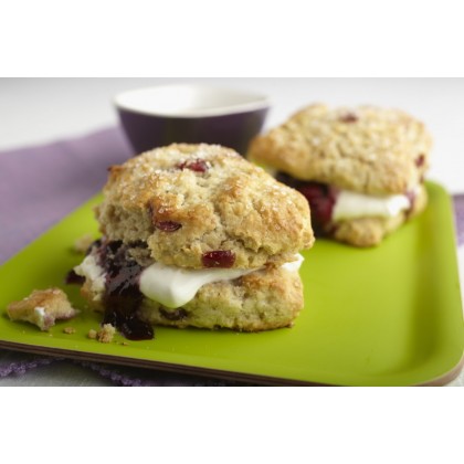 Cranberry Scones with Jam and Creme Fraiche