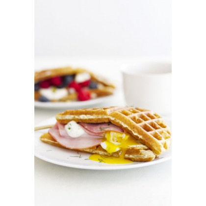 Sweet and Savory Waffle Breakfast Sandwiches