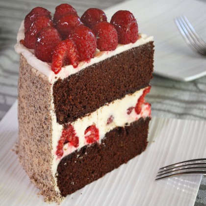 Grain-Free Raspberry Chocolate Tower Cake