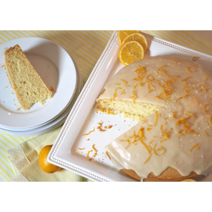 Lemon Cake with Lemon Ganache Glaze