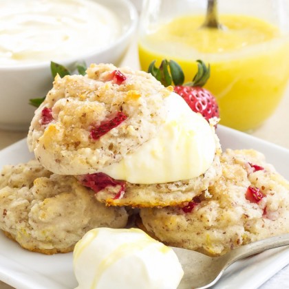 Strawberry Biscuits with Lemon Curd Whipped Cream